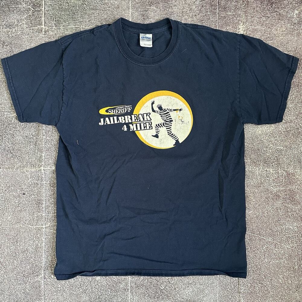 Men's Vintage Y2K Larimer County Jail 4 Mile Jailbreak Race T Shirt Tee Sz Large